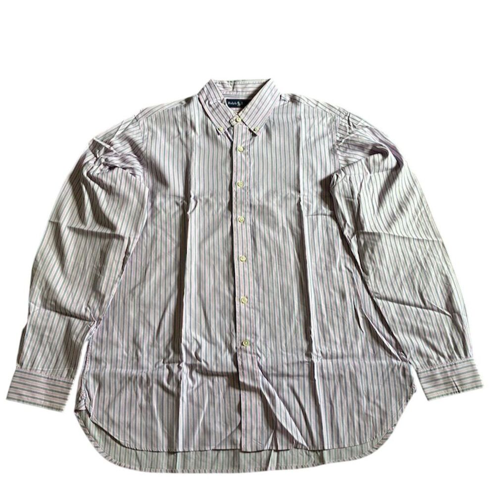 Ralph Lauren Men's Pink Striped Long Sleeve‎ Button-Down Shirt 16.5